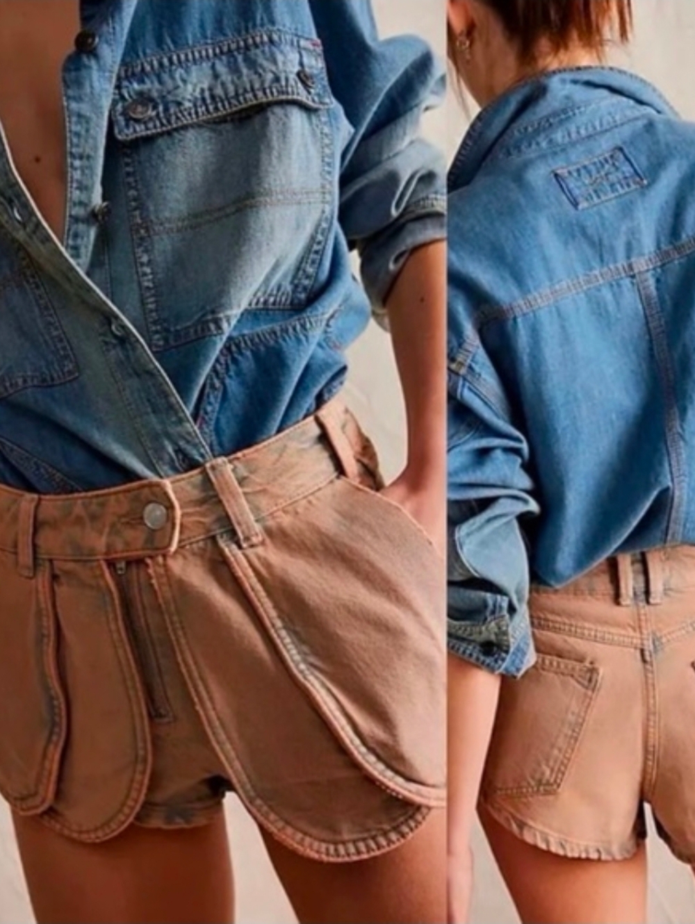 We The Free Prince Street Micro Denim Short Sz 25 NWT ( Tan )